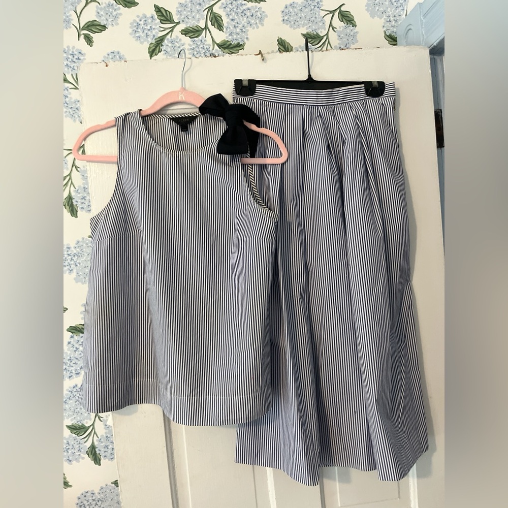 Jcrew Striped Sleeveless Top and wide leg shorts(culottes) set